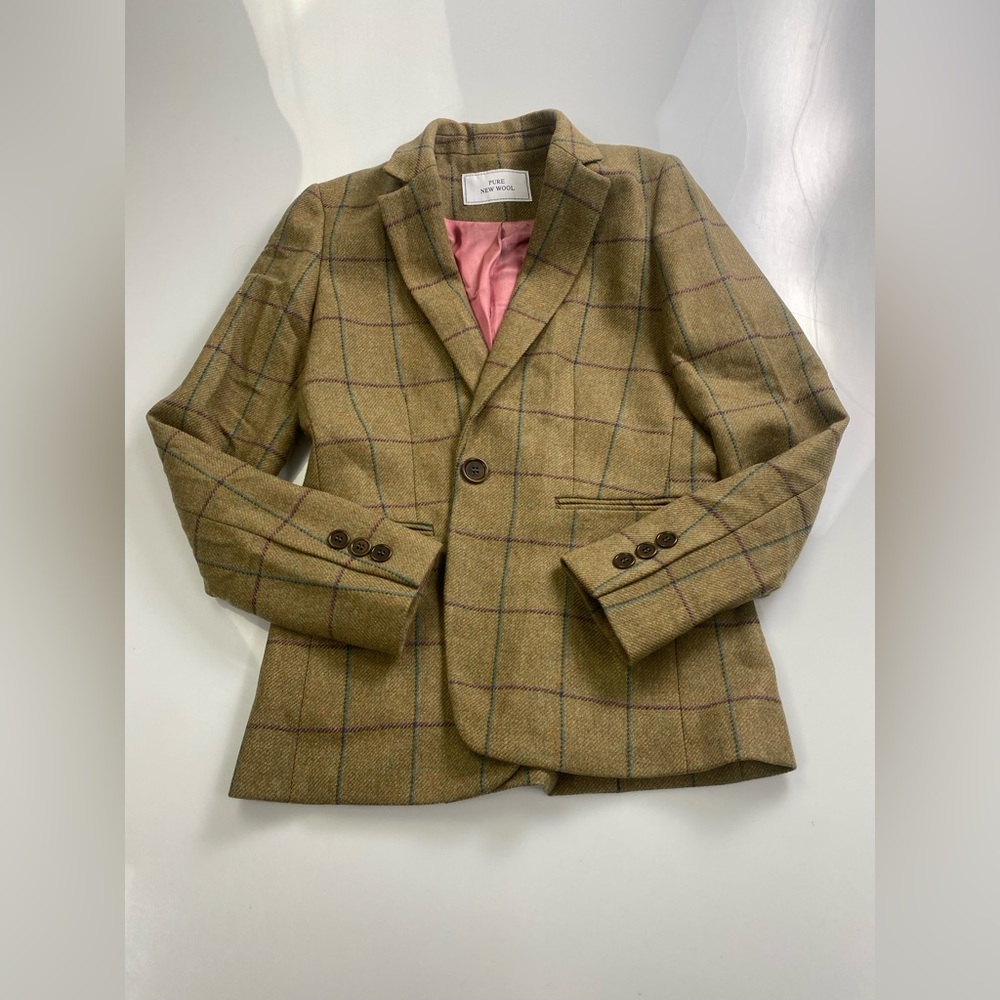 PURE NEW WOOL brown stripped blazer p26-27